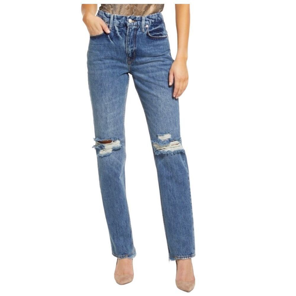 Good American 6/28 Good 90’s Slim Straight High Rise Denim Jeans